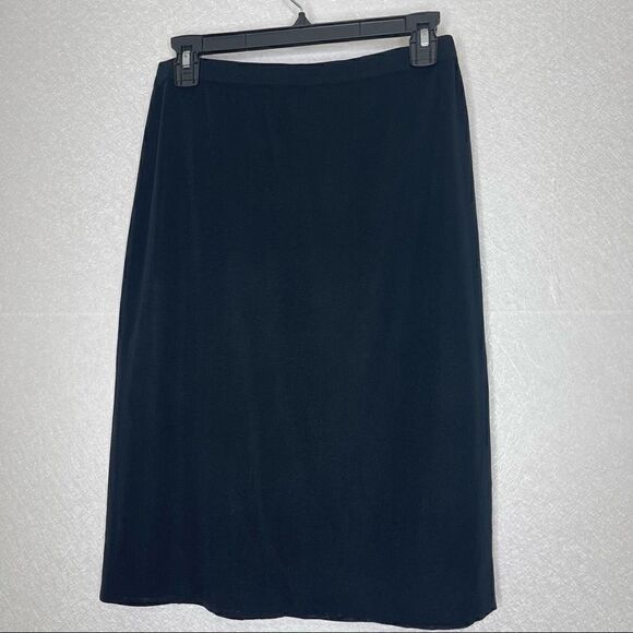 𝅺MING Wang Knit Below the Knee Straight Skirt Black Petite S - Picture 6 of 6